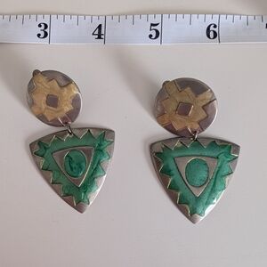 Vintage Geometric Metal Clip-On Earrings